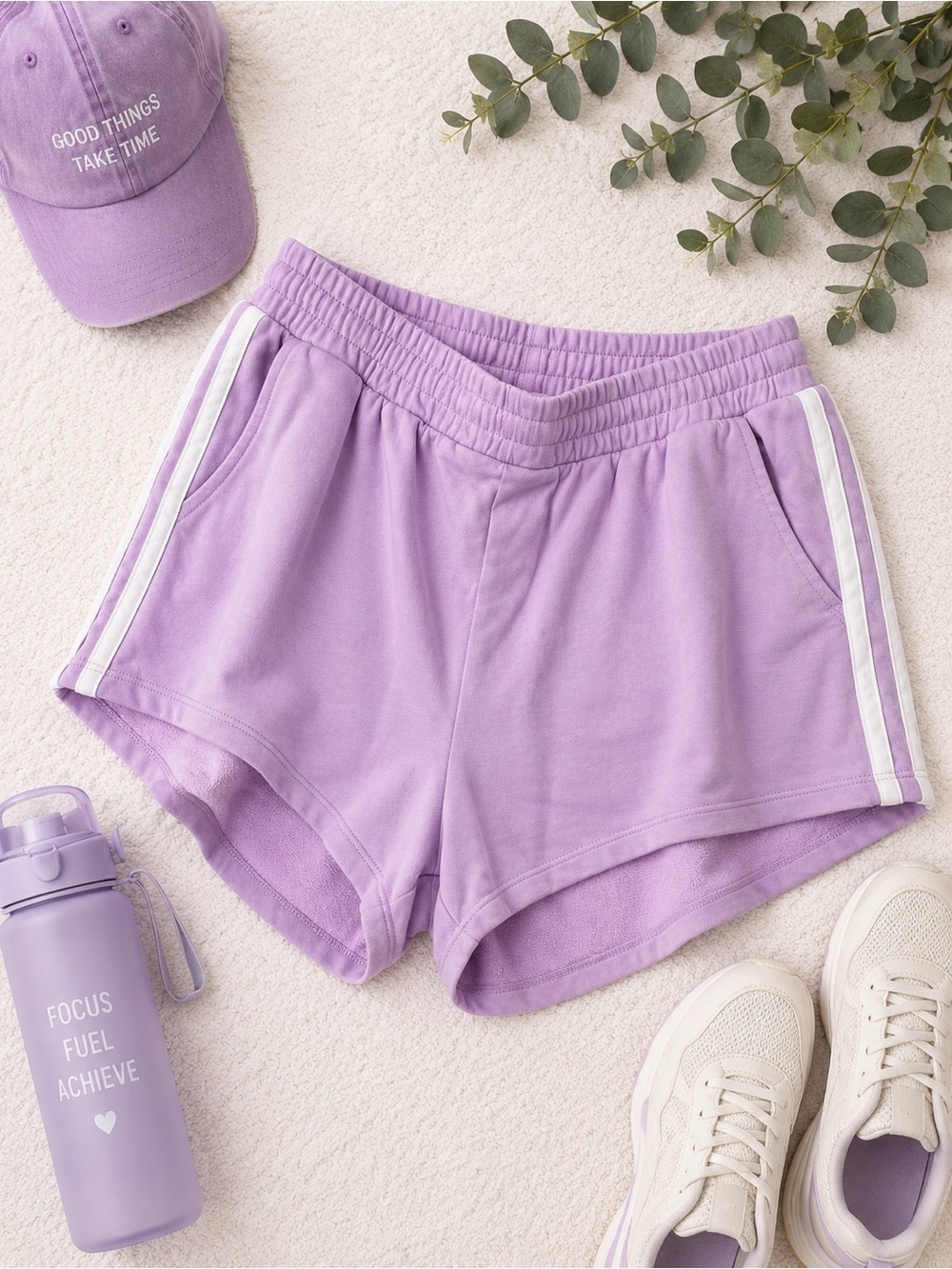 Old Navy Lavender Athletic Shorts with White Side Stripes
